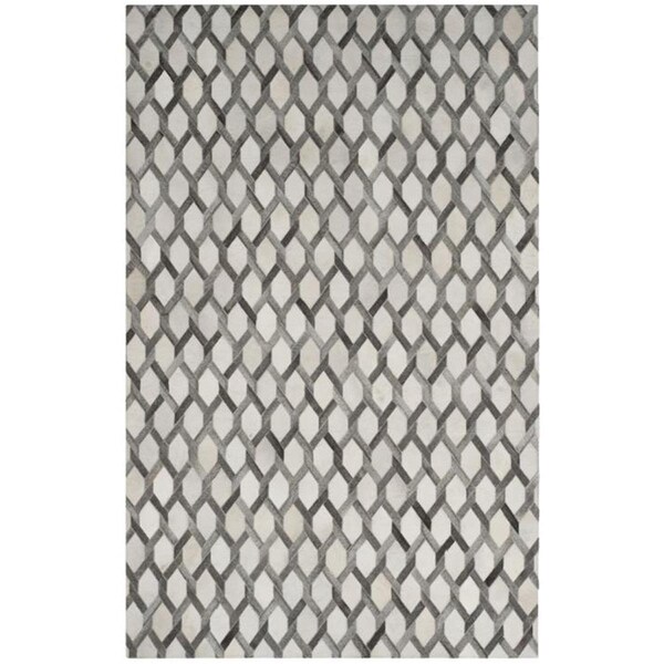Flowers First 5 x 8 ft. Studio Leather Hand Woven Rug, Ivory & Grey - Medium Rectangle FL1909657 - main